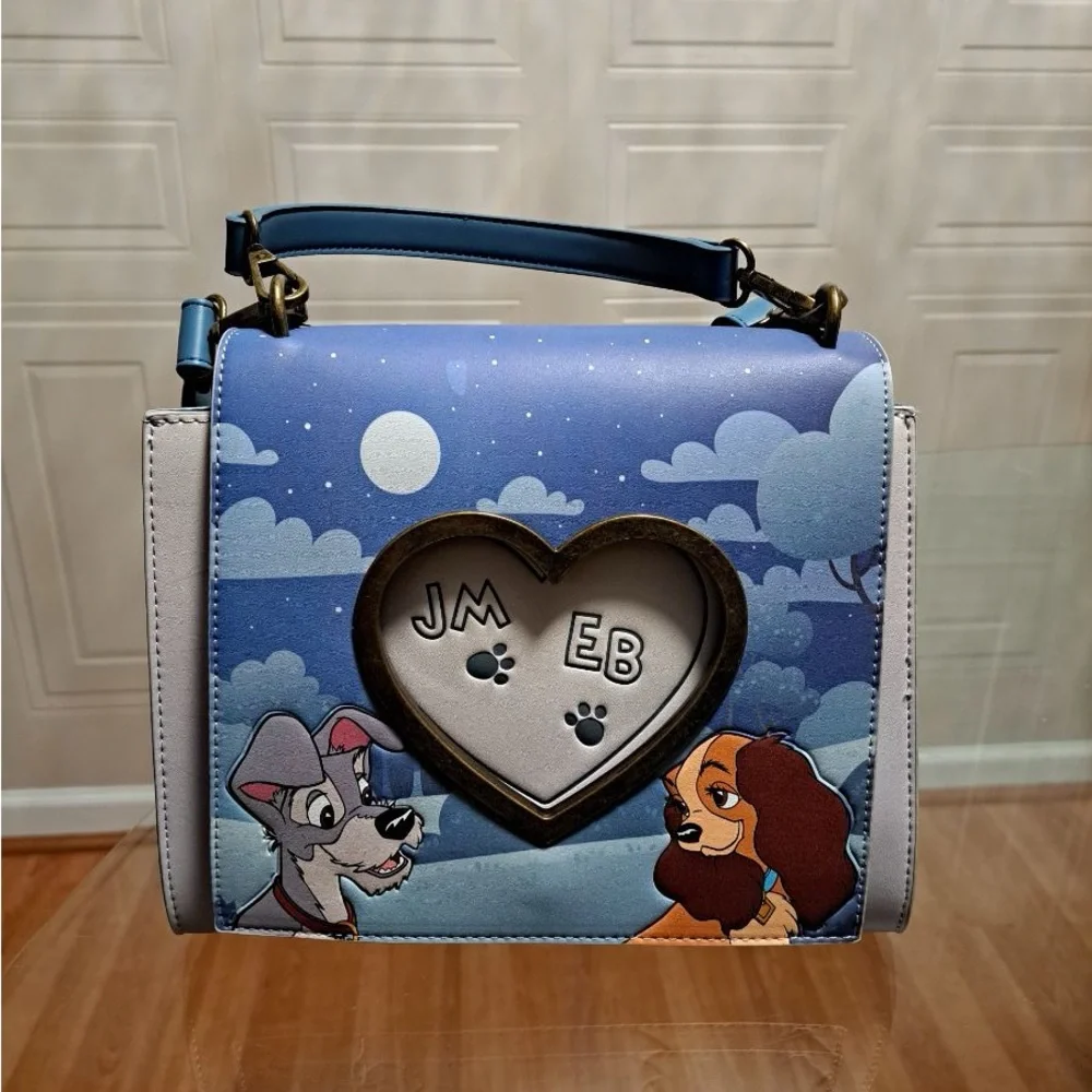Brand New Loungefky Disney Lady And The Trump Heart Paw Prints Crosbody Purse. - Picture 5 of 8